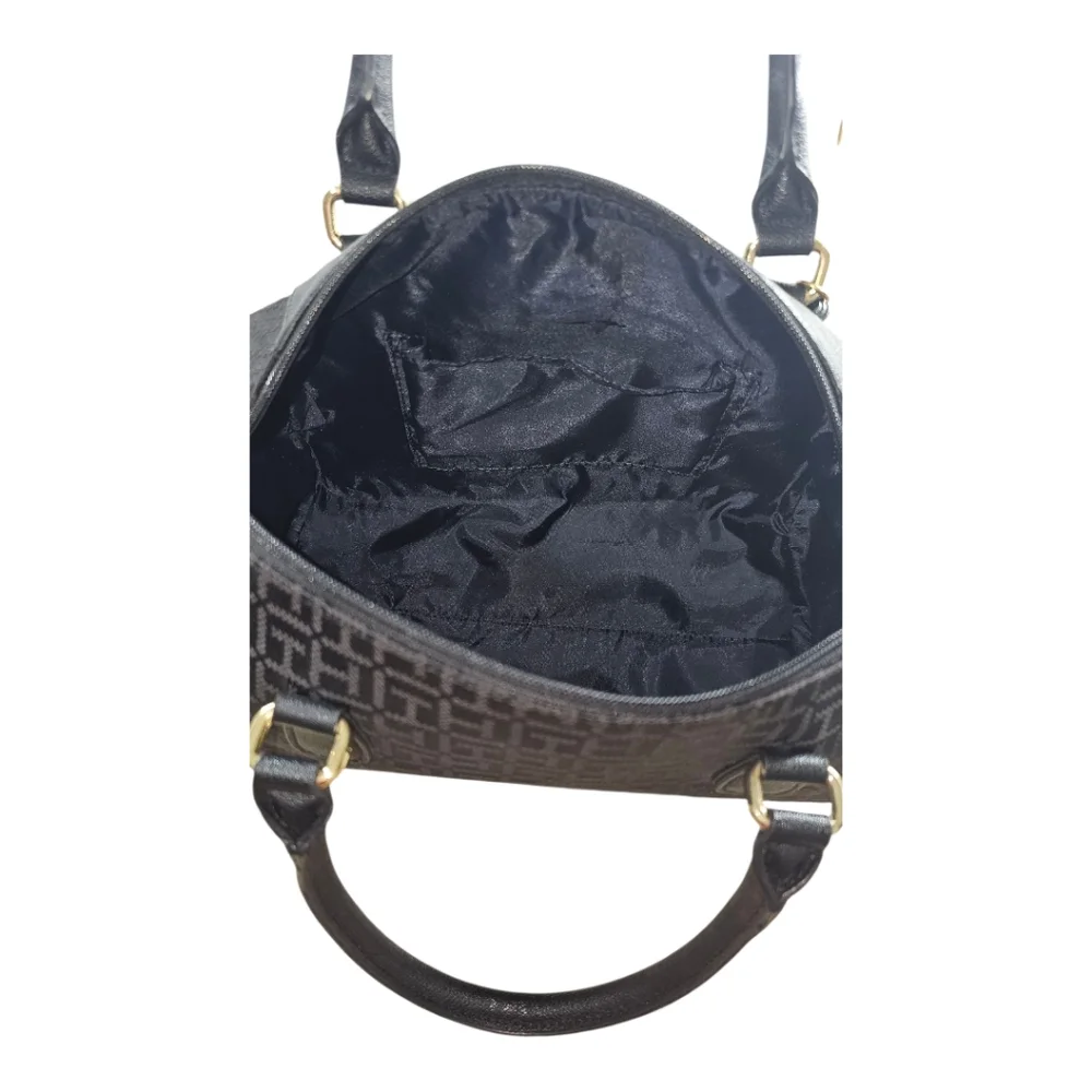 TOMMY HILFIGER Signature Jacquard Black Satchel with Large Tassel - Picture 8 of 8